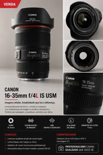 Canon EF 16-35mm f/4L IS USM - Excelente Estado