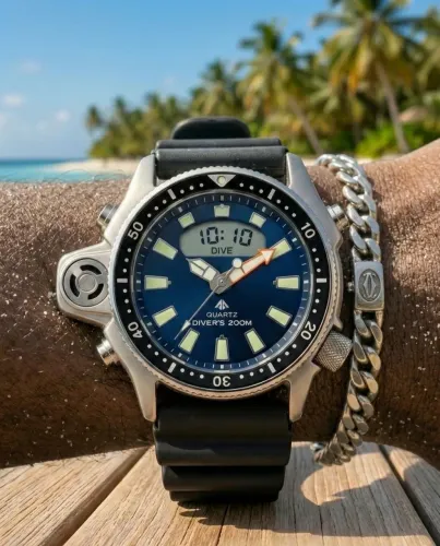 Relógio Aqualand Série Prata pulseira de Borracha diversas Cores em Promoção