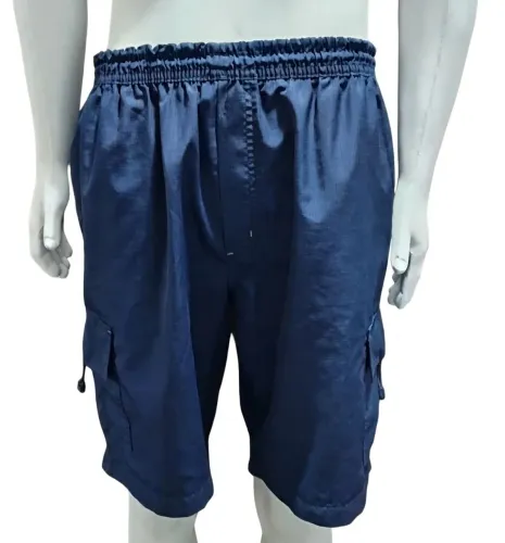 Bermuda Cargo Masculina Azul Marinho - Tecido Leve com Elástico na Cintura
