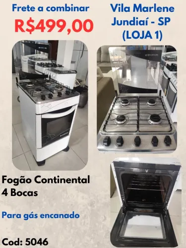Fogão Continental 4 Bocas Gás Encanado 