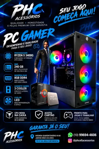 Cpu game nova ryzer 8gb ssd 240 com garantia aceito cartão