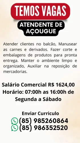 Vaga para Atendente de Açougue