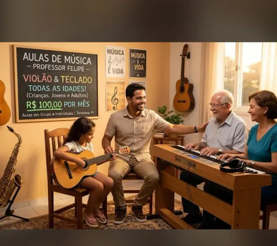 Aulas de música.. aprenda a tocar instrumentos musicas para vc e seu filho.