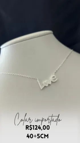 Colar Love Cravejado ( Prata 925)
