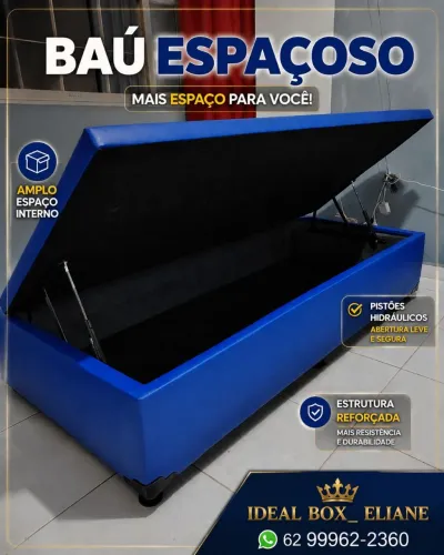 Box baú solteiro 88*188 - Várias opções de cores 
