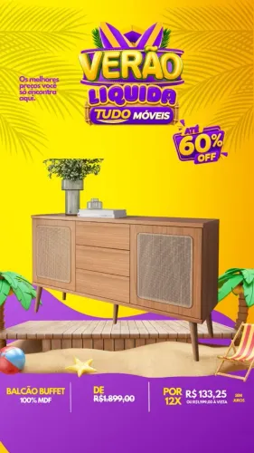 BUFFET 100% MDF COM PORTAS EM TELA