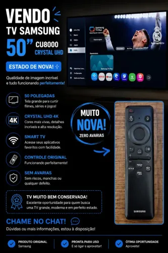 Samsung Smart TV 50? CU8000 Crystal UHD - Estado de Nova!