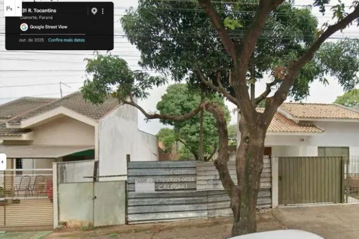 Vende-se Terreno c/ 266,25M² Rua Tocantins, 528, na Cidade de Cianorte-Pr, R$=150mil. 