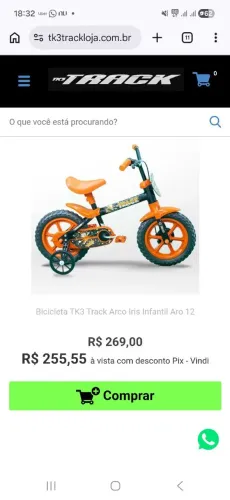VENDO BICICLETA INFALTIL MASCULINA TK3 TRACK (ARCO- ÍRIS) NA CAIXA.