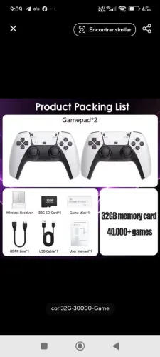 Game Stick com 40000+ jogos integrados, 32G com controle sem fio, portátil retrô