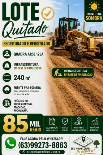 Lote residencial Arse 125A (quitado, escriturado e registrado)