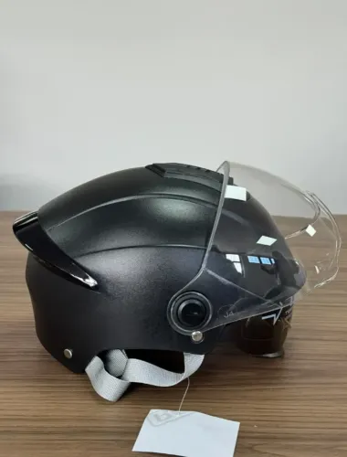 Capacete Para Motos Elétricas E Motocicletas, Material Abs Preto Liso Fosco 55/56