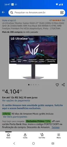 Monitor OLED LG ultragear leia