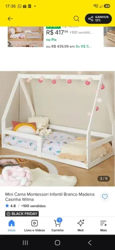 Mini cama montessori infantil branca.