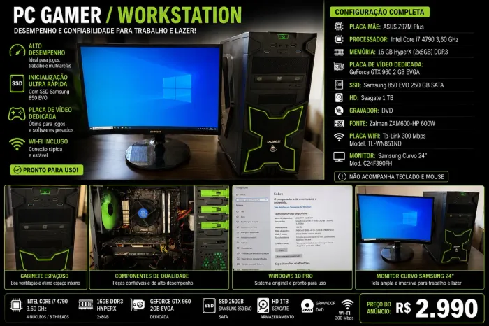 PC Gamer Intel Core i7 | 16GB | GTX 960 | SSD Samsung | Monitor Curvo Samsung 24?