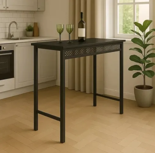 Aparador/Mesa Decordili Aço+MDF preta 