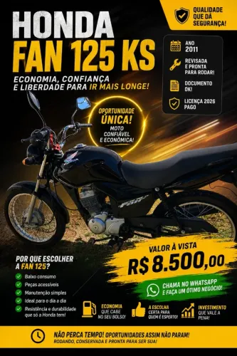 MOTO HONDA FAN 125 - ZERADA