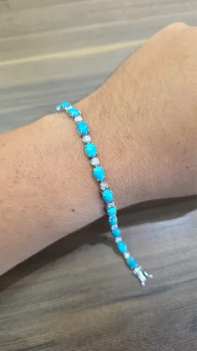 pulseira riviera ouro branco 18k turquesa e diamantes