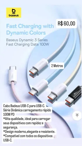 Cabo tipo C com 2 Metros