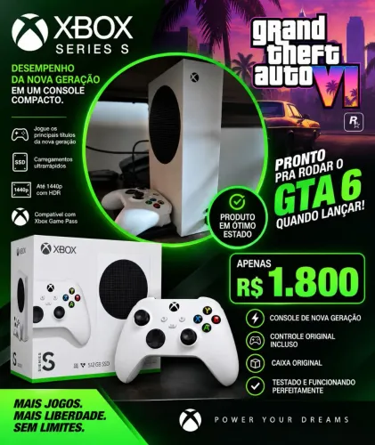 Xbox Series S com controle original e caixa
