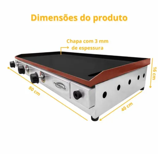 CHAPA PROFISSIONAL 80x40<br><br>QUALIDADE E POTÊNCIA PARA SUA COZINHA!
