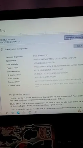 Notebook Samsung com periférico 