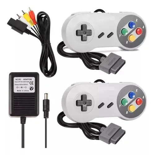 Kit Para Super Nintendo 2 Controle + Fonte + Cabo