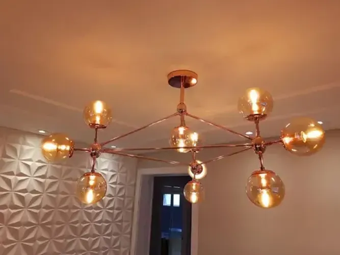 Lustre pendente cobre rose com 9 spot de luz seminovo