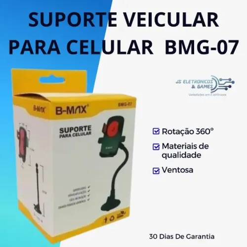 Suporte veicular para celular bmg-07 - loja física - entregamos - 30 dias de garantia