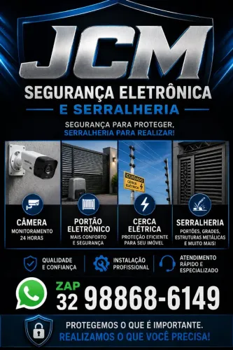 Portão eletrônico cerca elétrica serralheria e câmera 