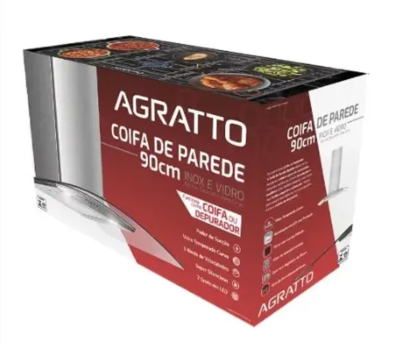 COIFA DE VIDRO 90CM CPV-02 AGRATTO