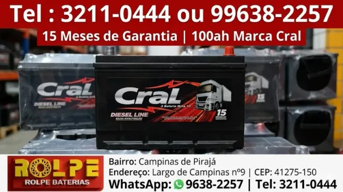Bateria Cral Diesel Line 100ah 