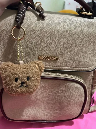 Bolsa Nude Moderna 2 em 1 Com Chaveiro de Urso