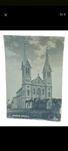Foto antiga "Igreja Matriz de Serro Azul atual Lajeado '- RS ano 1901 Raridade Postal