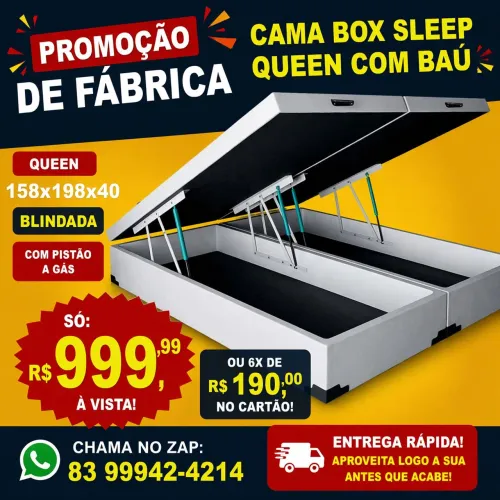 Base cama box com baú sleep Queen
