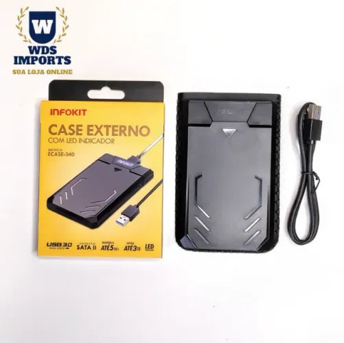 Case Hd Externo Ssd Sata Led Até 3tb Usb 3.0 - Infokit