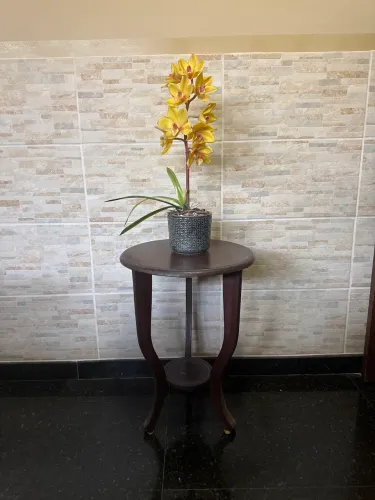 Mesa De Centro Ou De Quarto Com Uma Flor Artificial De Brinde