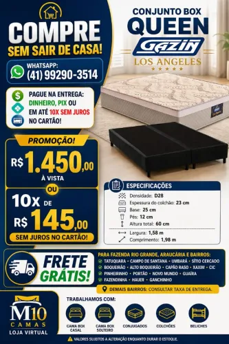 Cama box Queen GAZIN Los Angeles 158x198 # 10x sem juros
