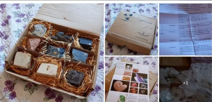 Kit de rochas e minerais para coleção e estudo