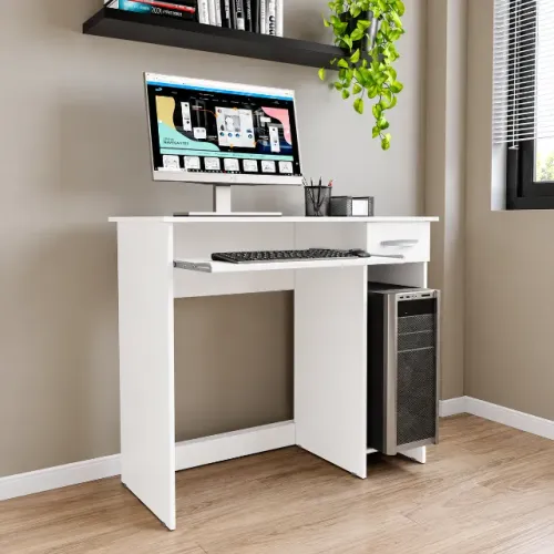 Escrivaninha com Gaveta e Base de Teclado Branco NOVO Promoção