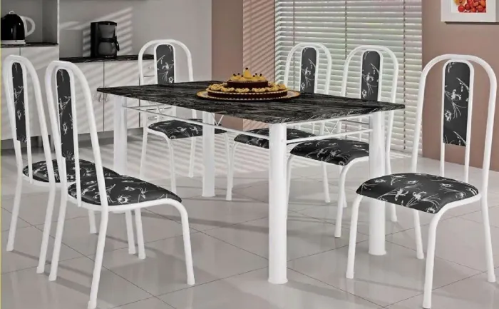 Conjunto de mesa 6 lugares tubular