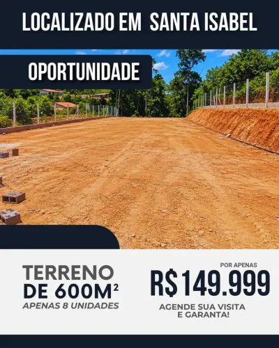 83SI- Santa Isabel: Lote 600m² por R$149.999