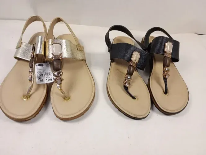 Lote 2 Sandálias Femininas Modare Ultraconforto Tam 39 (Novas - Preto e Dourado)