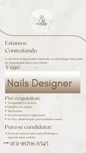 Contrata-se Manicure e Nails Designer 