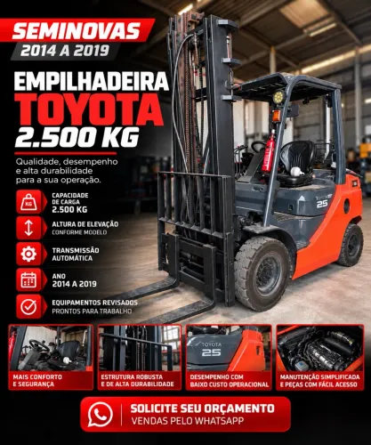 EMPILHADEIRAS TOYOTA 2.500 KG - VENDA E ALUGUEL | SEMINOVAS
