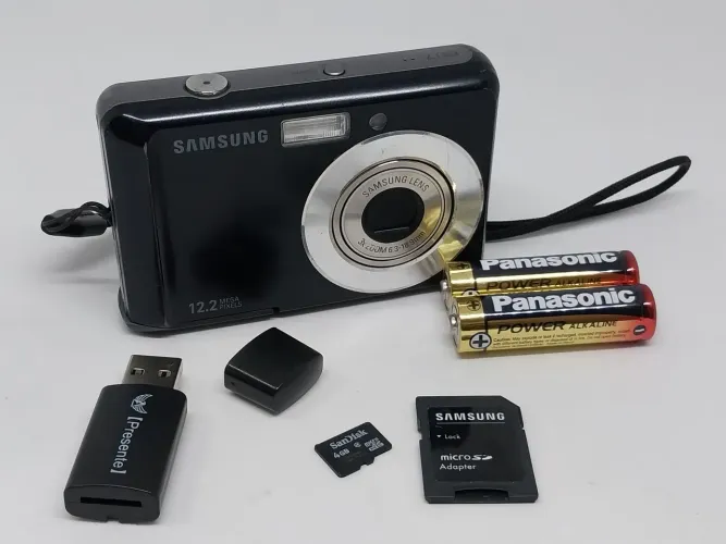 Câmera Digital Samsung ES17 12.2MP Preta Completa Funcionando