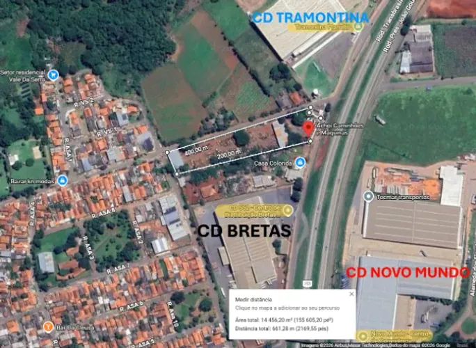 Área estratégica 15.000m2 comercial / Industrial frente BR 153 com galpão e escritório.