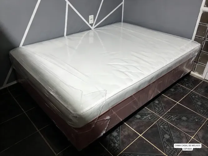 Cama Box Casal De Molas E Espuma 
