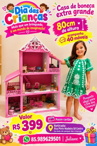 Casa de boneca 80cm + 40 móveis