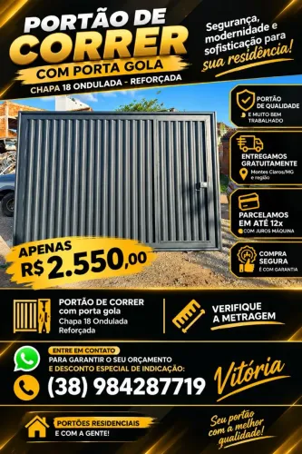 Portões chapa retangular, trapézio, ondulada